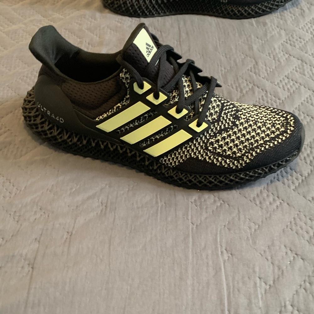 Adidas Black and Yellow Athletic Shoes with Mesh Upper - Picture 2 of 6
